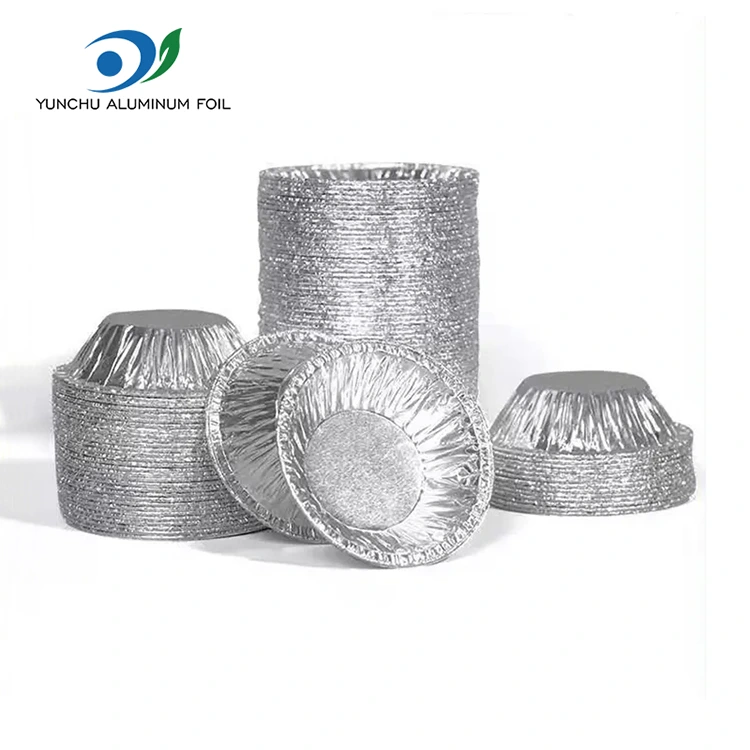 Yuvarlak tart tepsisi gümüş alüminyum folyo gıda kabı Yuvarlak tart tepsisi gümüş alüminyum folyo gıda kabı