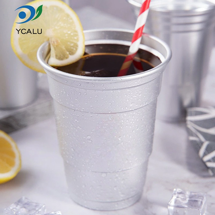 16oz Tek Kullanımlık Özel Alüminyum Folyo İçecek Bardağı