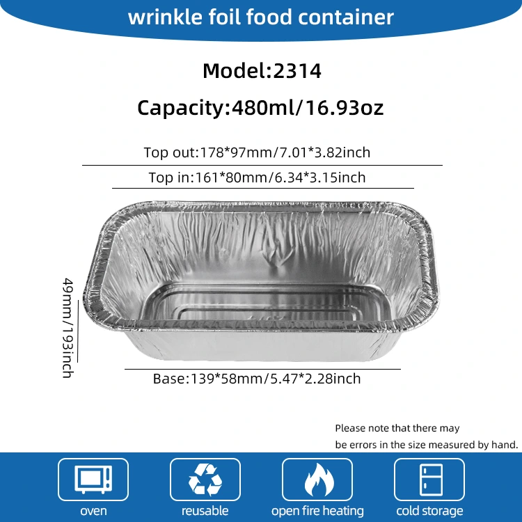 Dikdörtgen Hava Fritörü Gümüş Alüminyum Folyo Kaplar Pişirme