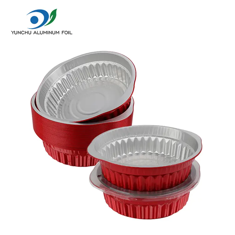Tek Kullanımlık Tot Tencereler ve Tavalar Kırmızı Alüminyum Folyo Kaplar