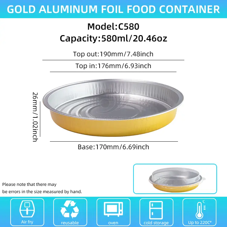 Tek kullanımlık fırınlama turları alüminyum folyo kaplar
