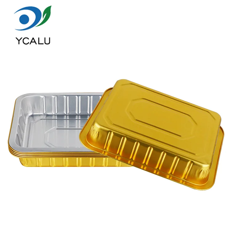 Tek Kullanımlık Catering Altın Dikdörtgen Alüminyum Folyo Kapları
