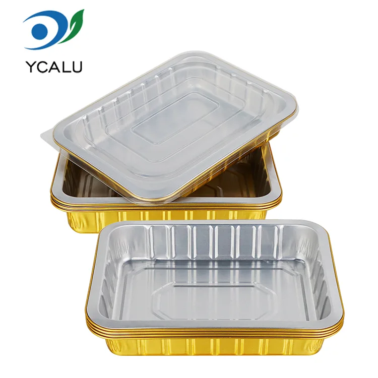 Tek Kullanımlık Catering Altın Dikdörtgen Alüminyum Folyo Kapları