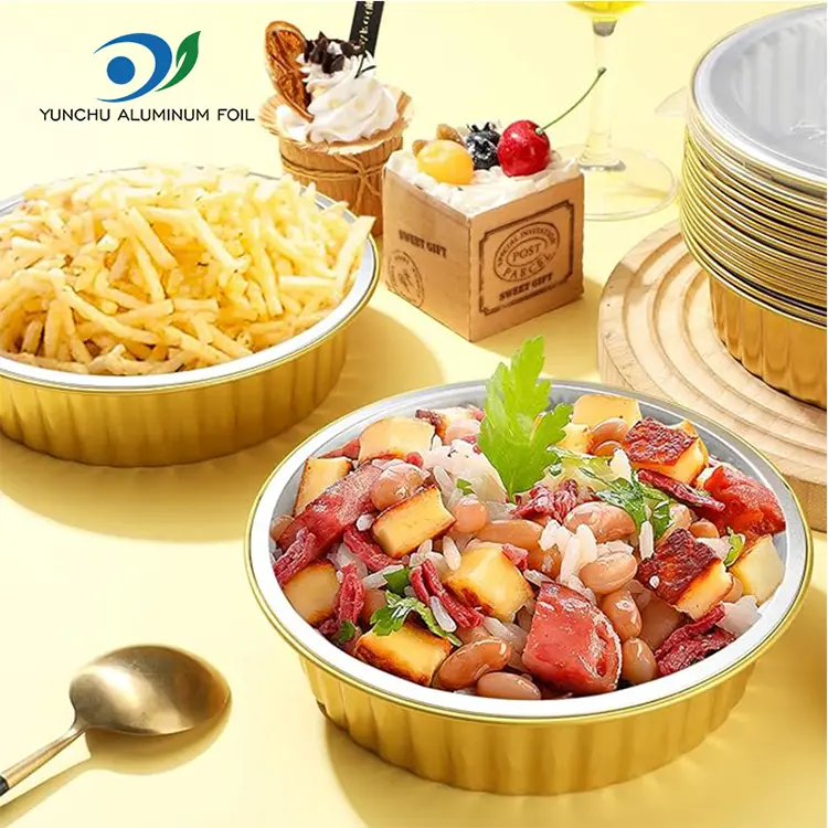 Tek kullanımlık catering conta altın alüminyum folyo kaplar