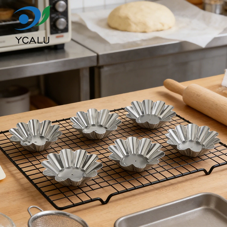 Tek Kullanımlık Krizantem Yumurta Tart Tepsisi Gümüş Alüminyum Folyo Gıda Kapları