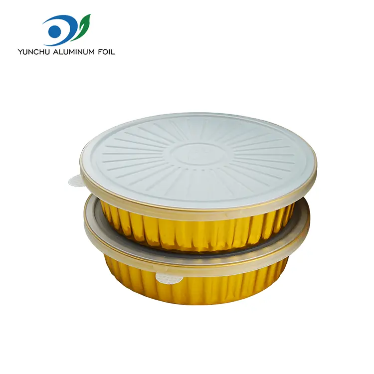 Tek kullanımlık Gratin Altın Yuvarlak Alüminyum Folyo Kaplar