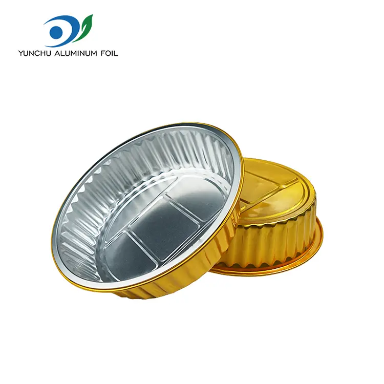 Tek kullanımlık Gratin Altın Yuvarlak Alüminyum Folyo Kaplar