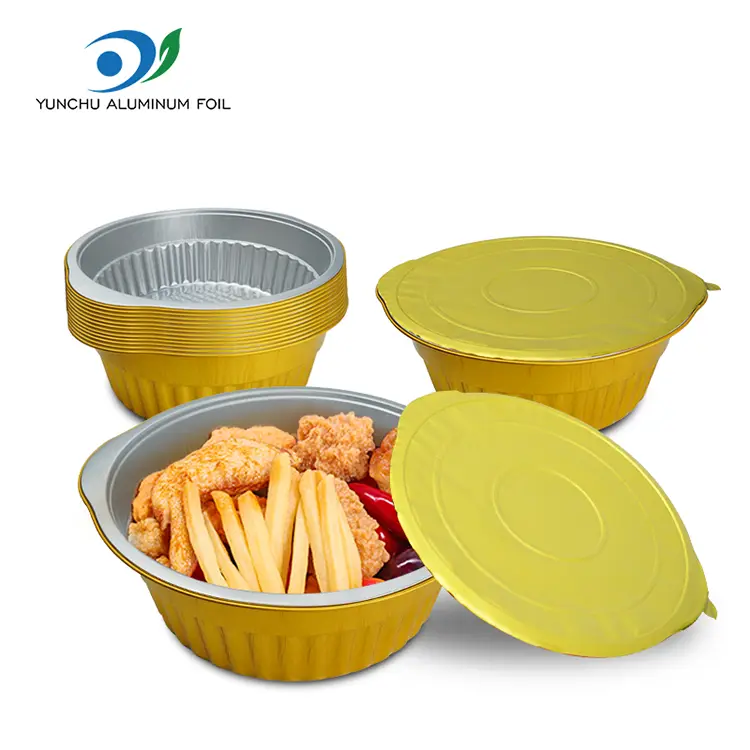 Tek Kullanımlık Tencere Altın Yuvarlak Alüminyum Folyo Kaplar Tek Kullanımlık Tencere Altın Yuvarlak Alüminyum Folyo Kaplar