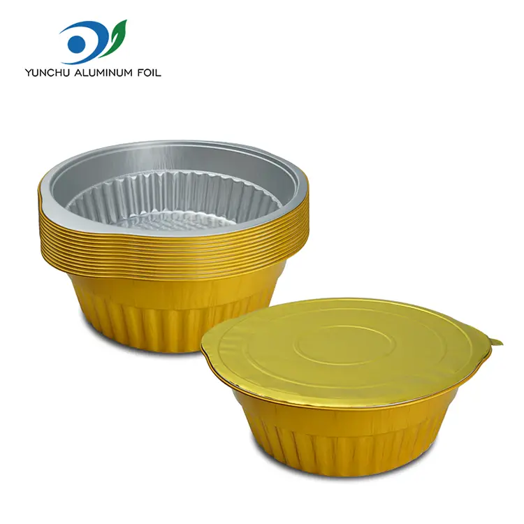 Tek Kullanımlık Tencere Altın Yuvarlak Alüminyum Folyo Kaplar