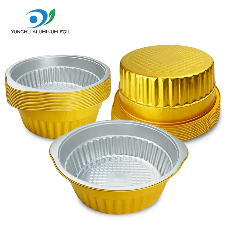 Tek Kullanımlık Tencere Altın Yuvarlak Alüminyum Folyo Kaplar