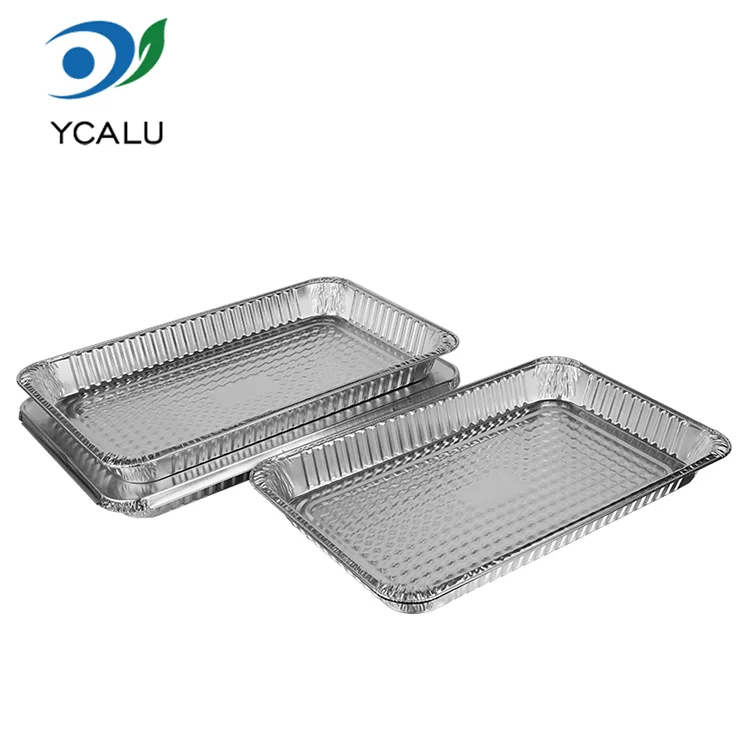 Tek kullanımlık büyük kapasiteli barbekü fırını Gümüş Alüminyum Folyo Gıda Kapları