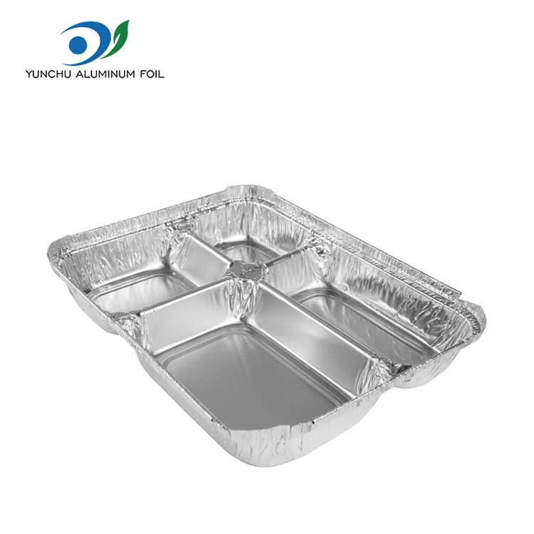 Tek kullanımlık çok bölmeli fast food gümüş alüminyum folyo kaplar