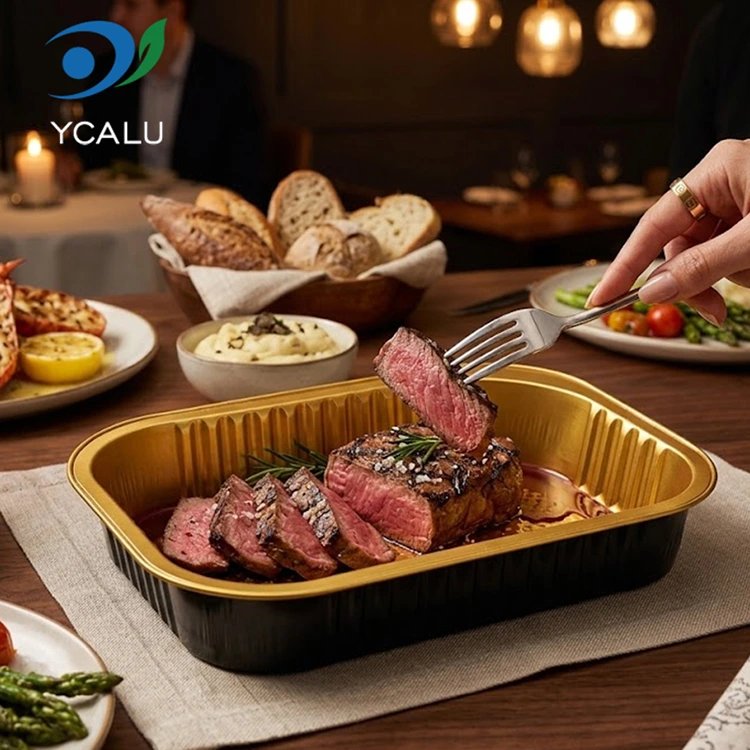 Tek kullanımlık dikdörtgen catering paketi Alüminyum Folyo Kapları