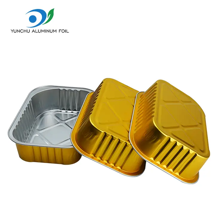 Tek kullanımlık dikdörtgen ızgara alüminyum folyo kaplar