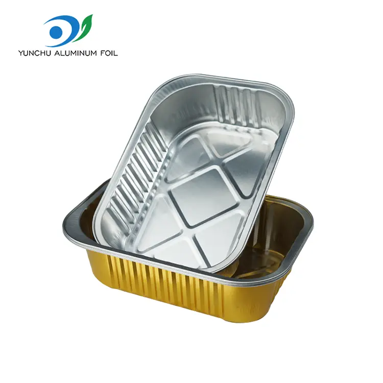 Tek kullanımlık dikdörtgen ızgara alüminyum folyo kaplar
