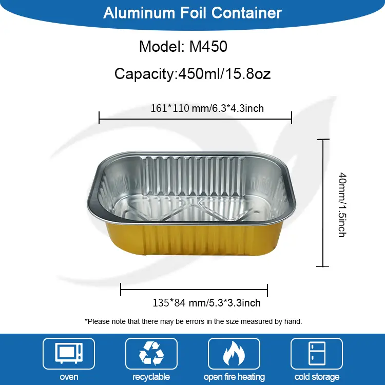 Tek kullanımlık dikdörtgen ızgara alüminyum folyo kaplar