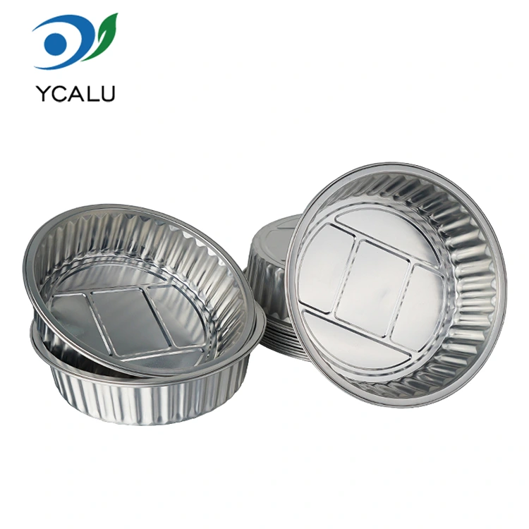 Tek kullanımlık yuvarlak gümüş paketlenmiş catering Alüminyum Folyo Kapları