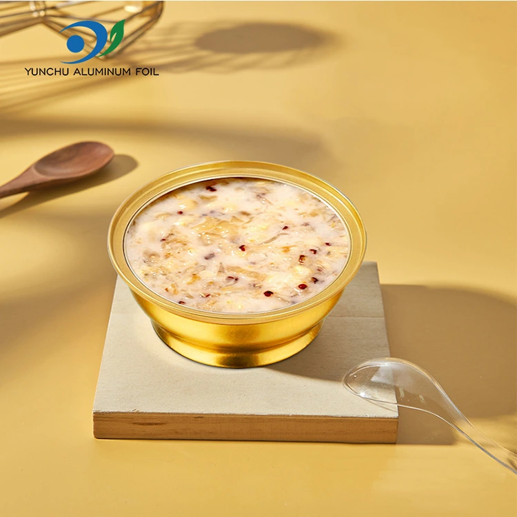 Tek kullanımlık yuvarlak paket servisi olan restoran kutusu küçük altın kase Alüminyum Folyo Kapları