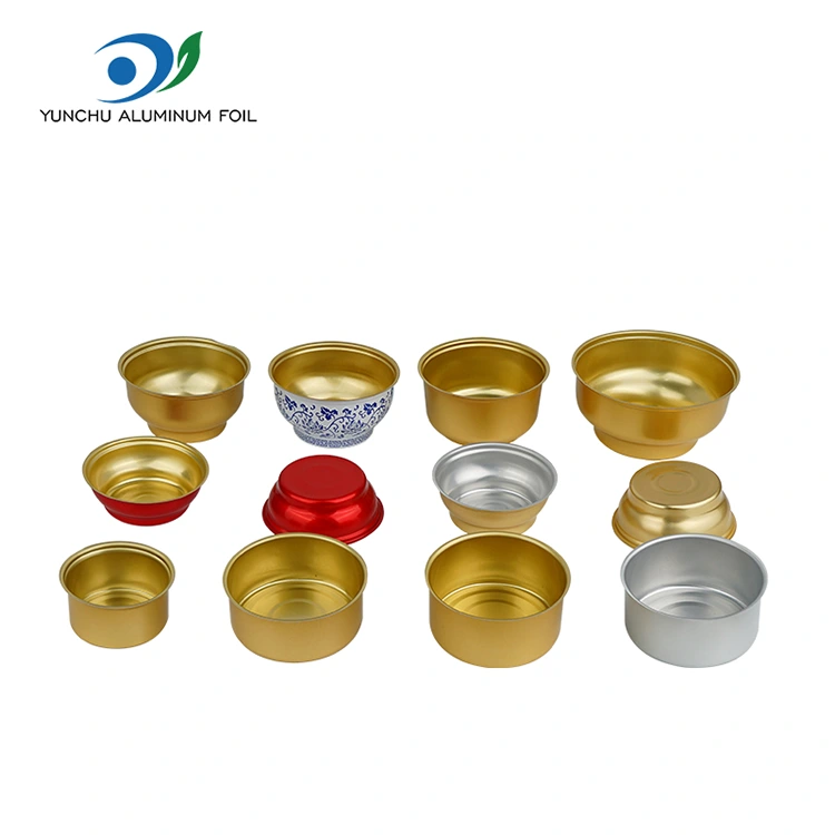 Tek kullanımlık yuvarlak paket servisi olan restoran kutusu küçük altın kase Alüminyum Folyo Kapları