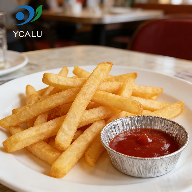 Tek kullanımlık gümüş yuvarlak daldırma hava fritözü Gümüş Alüminyum Folyo Gıda Kapları