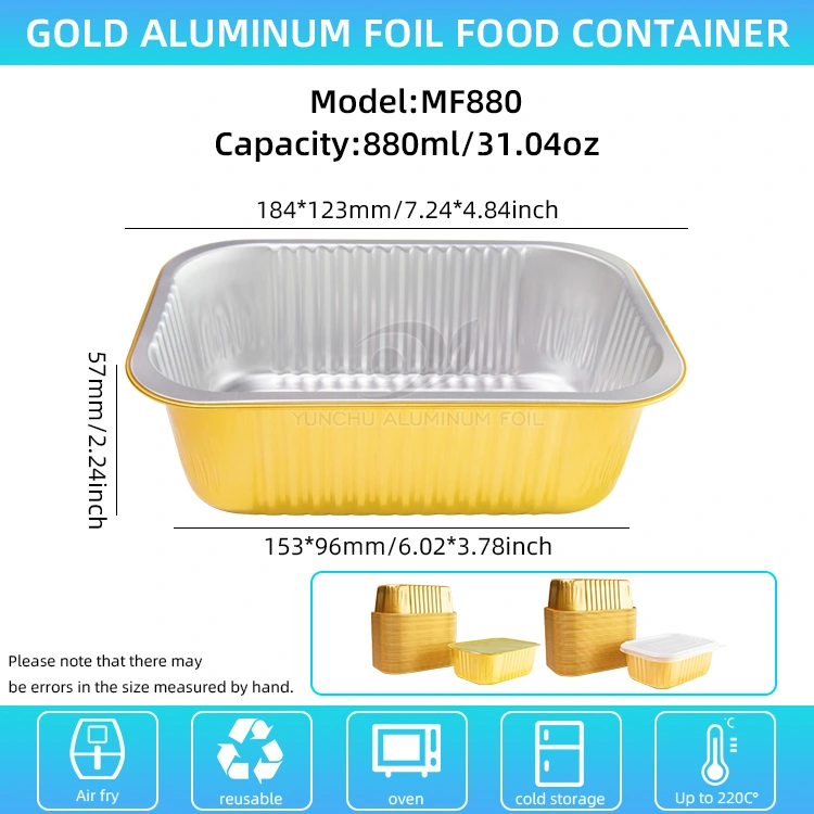 Tek kullanımlık kare conta Gratin alüminyum folyo kaplar