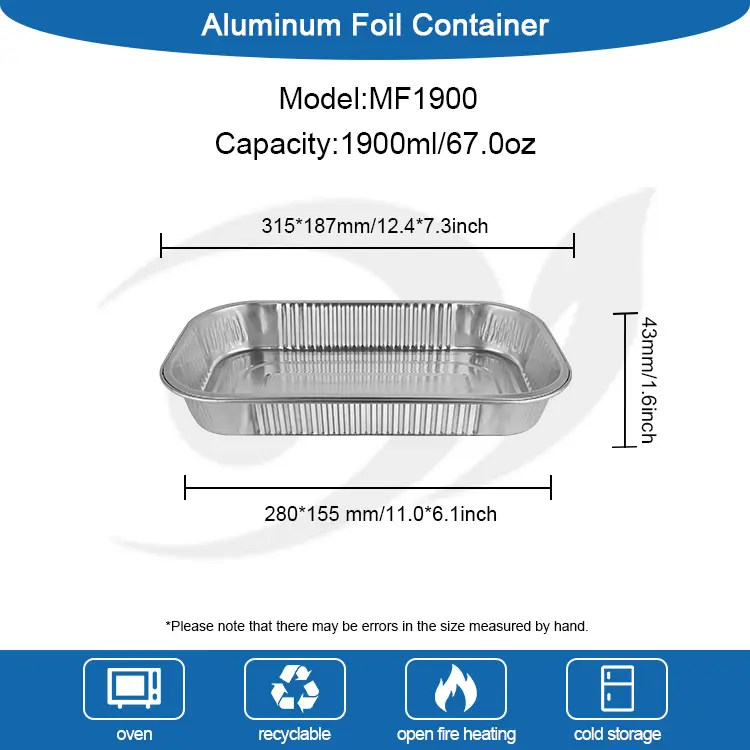 Tek Kullanımlık Tahil Yemek Kutuları Alüminyum Folyo Kaplar