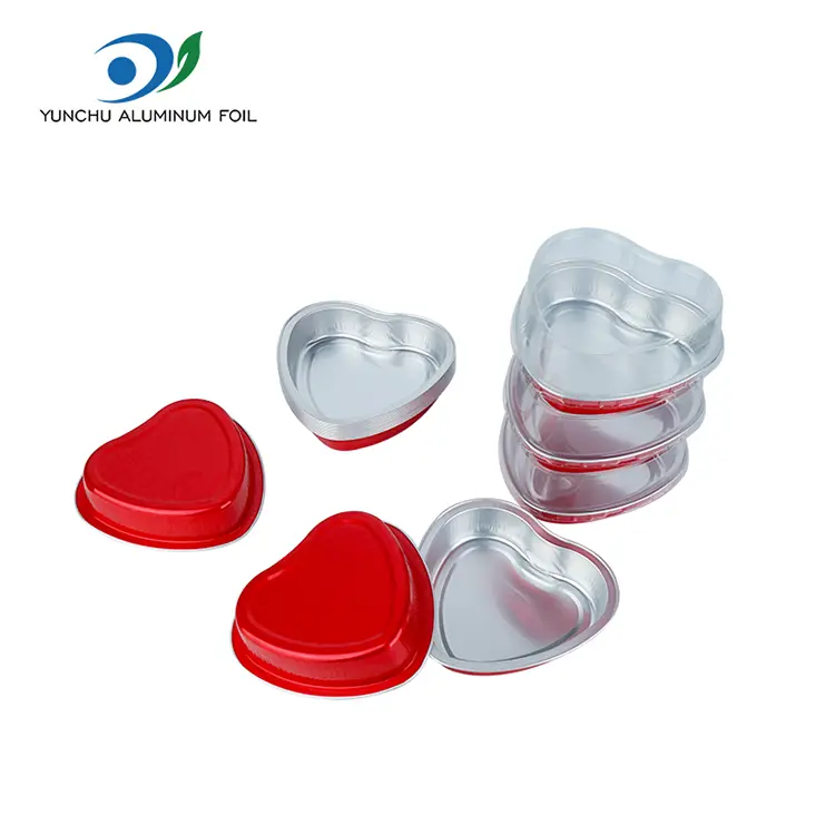 Kalp şeklindeki kek pişirme pürüzsüz duvarlı alüminyum folyo kaplar Kalp şeklindeki kek pişirme pürüzsüz duvarlı alüminyum folyo kaplar