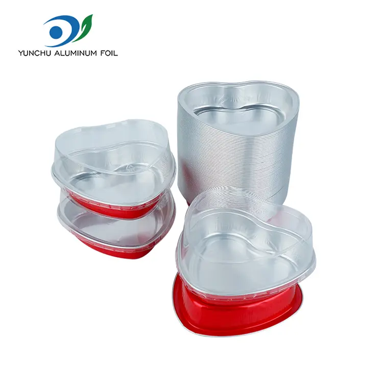 Kalp şeklindeki kek pişirme pürüzsüz duvarlı alüminyum folyo kaplar