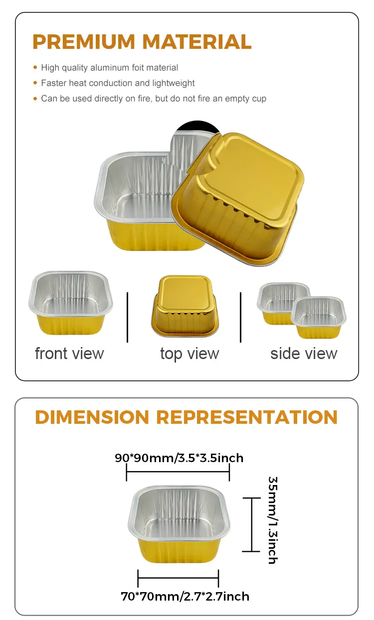 Square Baking Smoothwall Aluminum Foil Containers