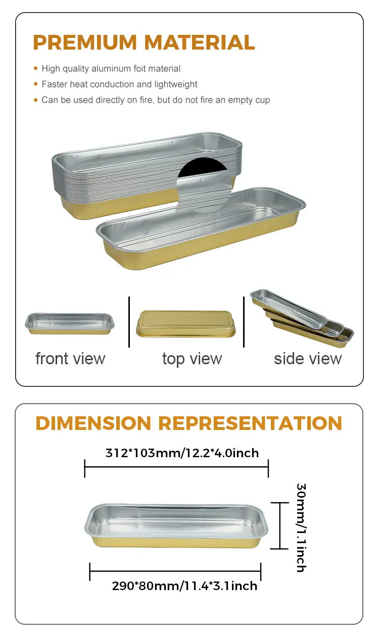 Rectangular bread Smoothwall Aluminum Foil Containers