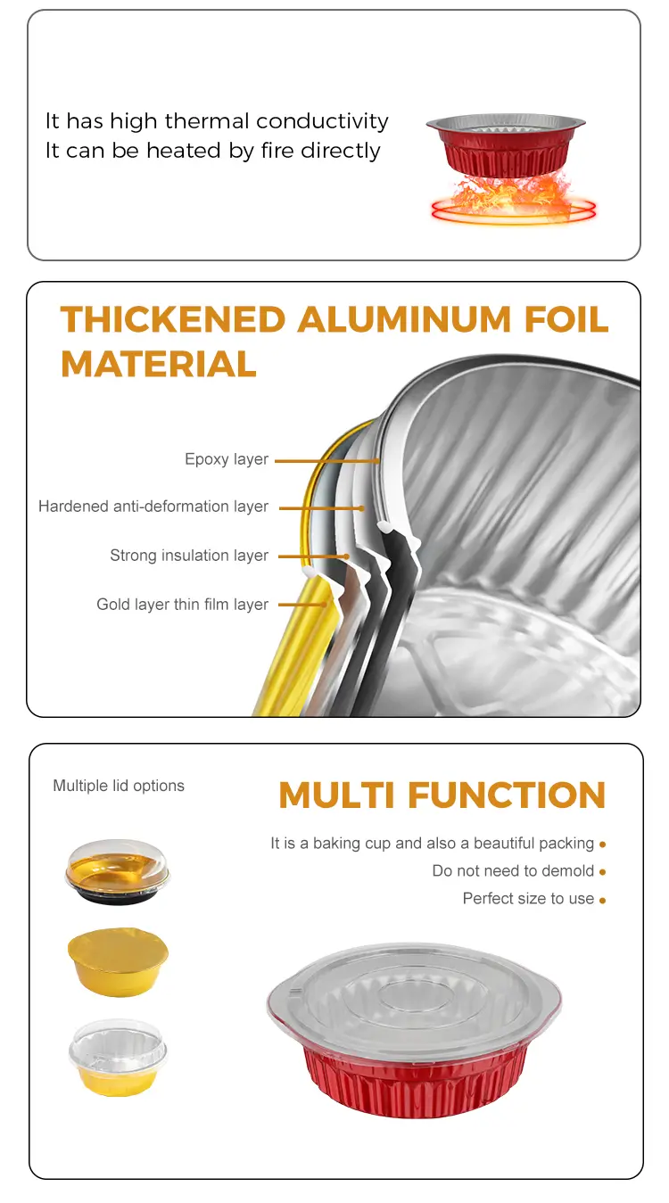 Disposable hot pot pots and pans Red Aluminum Foil Containers