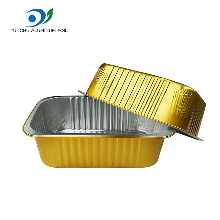 Büyük kapasiteli dikdörtgen altın alüminyum folyo kaplar