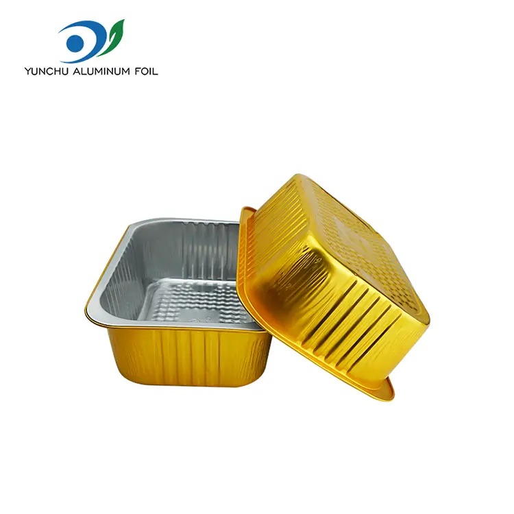 Büyük kapasiteli dikdörtgen altın alüminyum folyo kaplar
