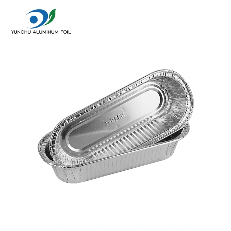 Oval Hava Friteri Gümüş Alüminyum Folyo Kaplar Pişirme