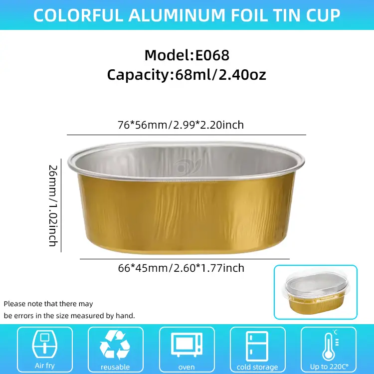 Oval Hafif Duvarlı Alüminyum Folyo Kaplar