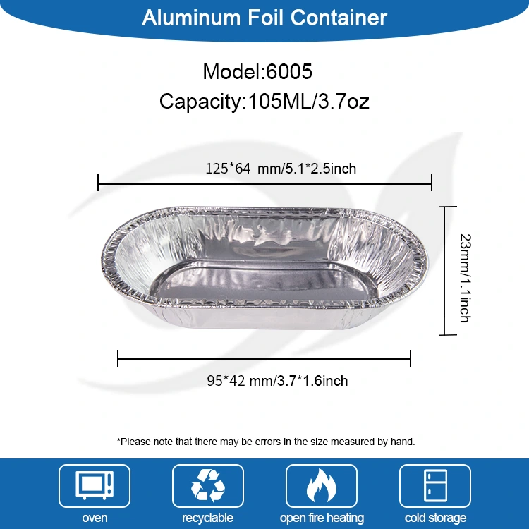Oval kızartma gümüş alüminyum folyo gıda kabı
