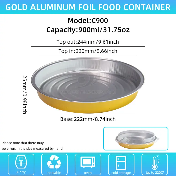 Pizza plaka fırın tepsisi yuvarlak alüminyum folyo kaplar