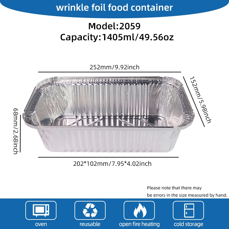 Dikdörtgen Hava Fritözü Gümüş Alüminyum Folyo Kaplar Paketleme