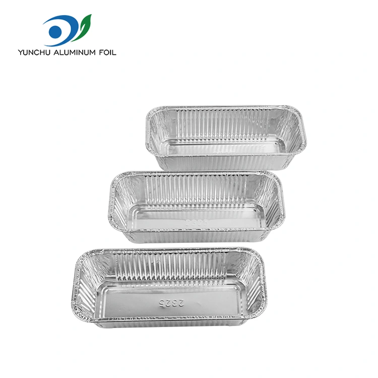 Dikdörtgen Hava Fritözü Takeaway Gümüş Alüminyum Folyo Kaplar