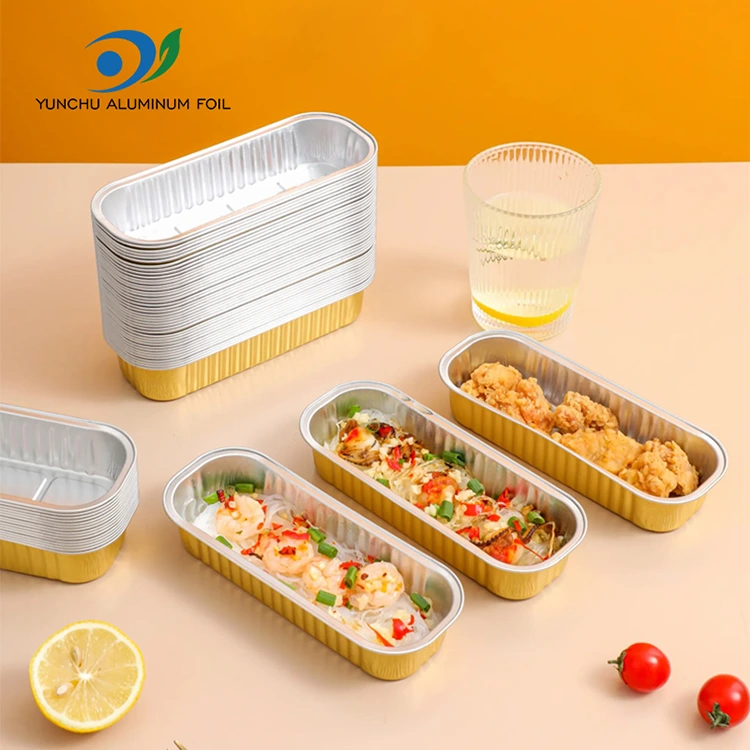 Dikdörtgen Pişirme Kek Pürüzsüz Duvar Alüminyum Folyo Kaplar