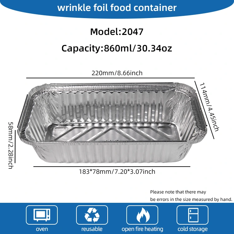 Dikdörtgen barbekü kalınlaşmış gümüş alüminyum folyo kaplar