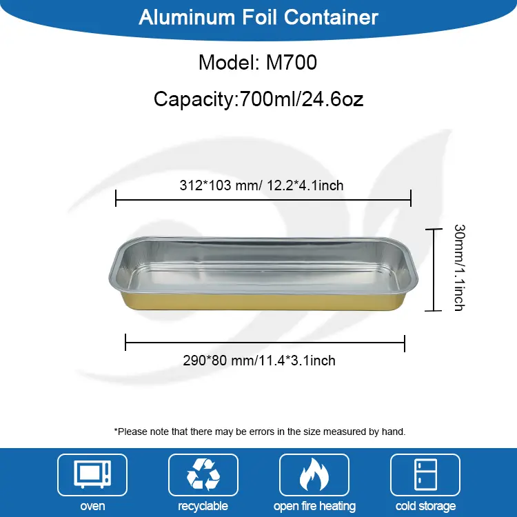 Dikdörtgen ekmek pürüzsüz duvar alüminyum folyo kaplar
