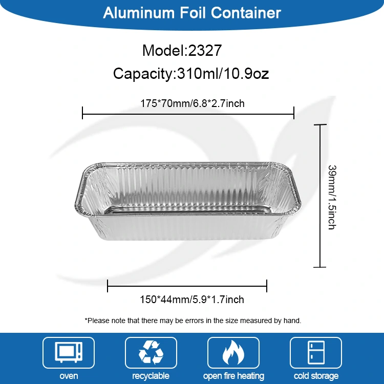 Dikdörtgen ekmek tepsisi gümüş alüminyum folyo kaplar