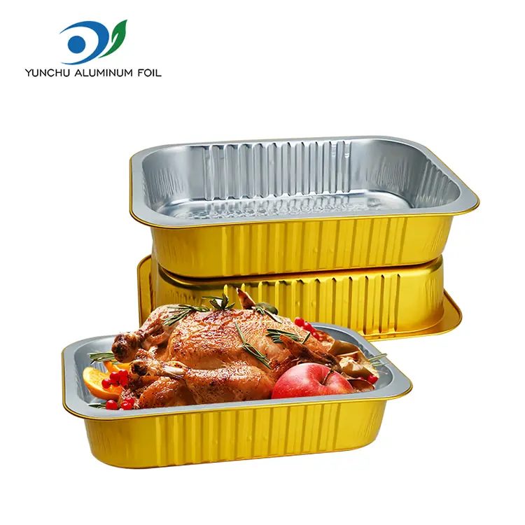 Dikdörtgen altın alüminyum folyo kaplar Dikdörtgen altın alüminyum folyo kaplar