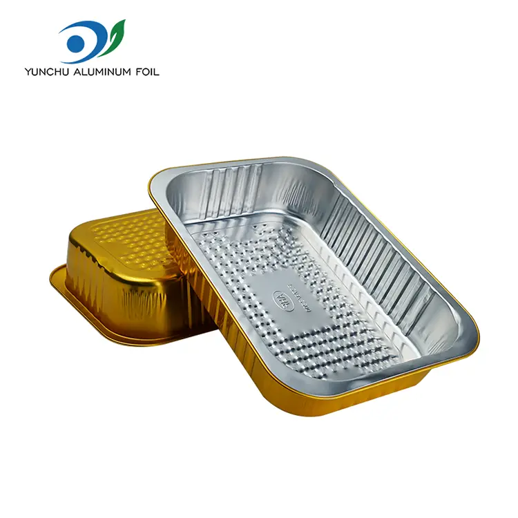 Dikdörtgen altın alüminyum folyo kaplar