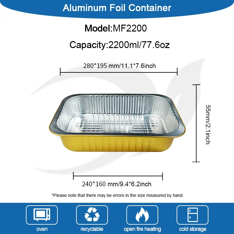 Dikdörtgen altın alüminyum folyo kaplar