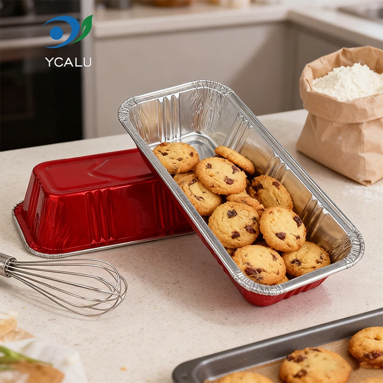 Dikdörtgen kırmızı fırın catering Gümüş Alüminyum Folyo Kapları