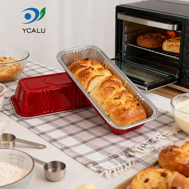 Dikdörtgen kırmızı fırın catering Gümüş Alüminyum Folyo Kapları