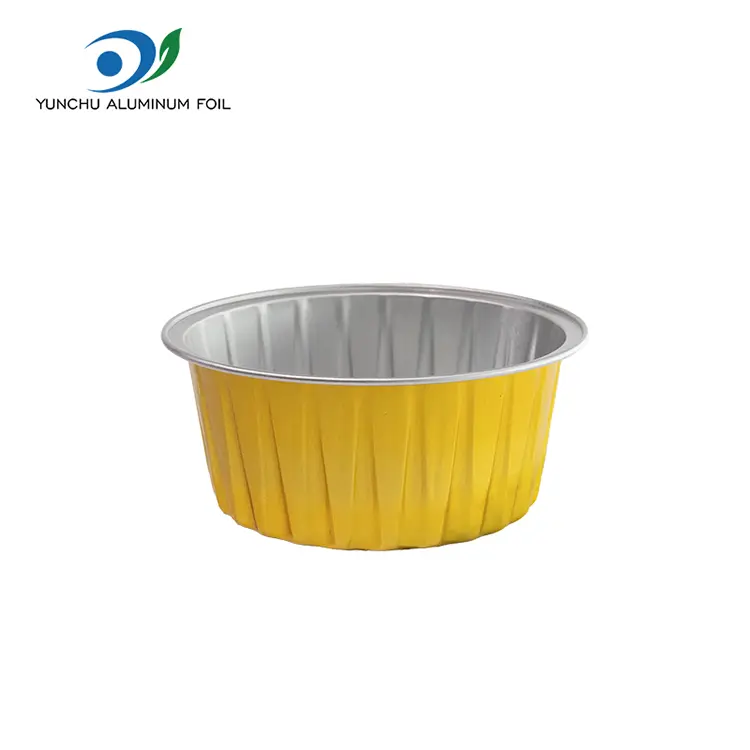 Yuvarlak Pişmiş Pastalar Pürüzsüz Duvar Alüminyum Folyo Kaplar Yuvarlak Pişmiş Pastalar Pürüzsüz Duvar Alüminyum Folyo Kaplar