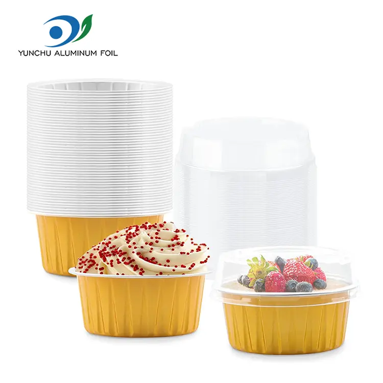 Yuvarlak Pişmiş Pastalar Pürüzsüz Duvar Alüminyum Folyo Kaplar